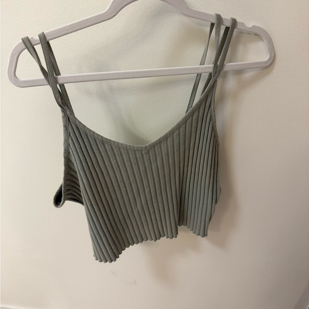 Charlotte Russe Gray Green Ribbed Crop Camisole